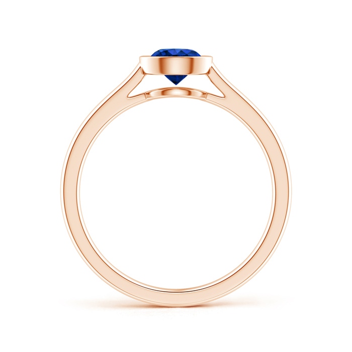 5mm AAAA Classic Bezel-Set Round Blue Sapphire Solitaire Ring in Rose Gold Side-1