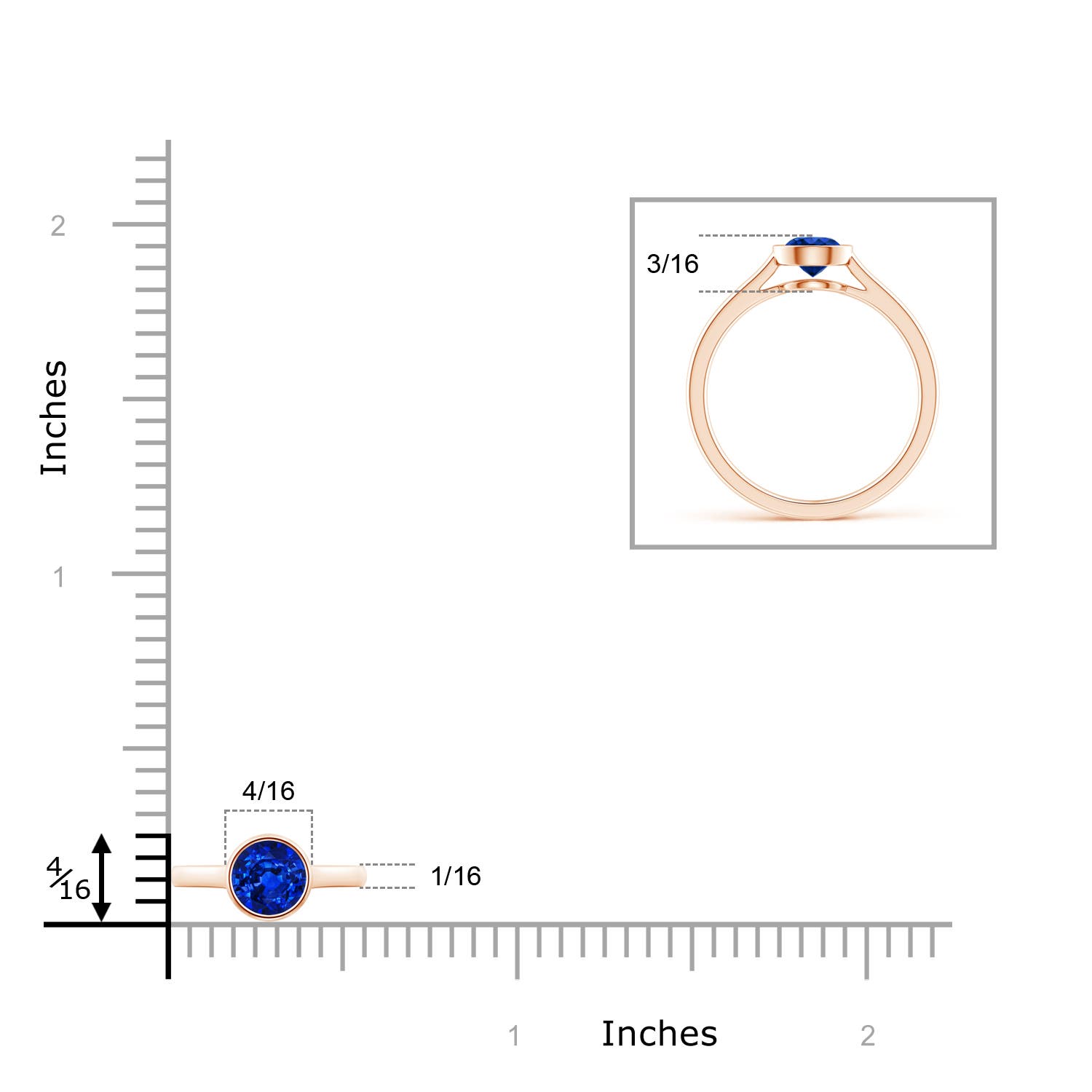 AAAA - Blue Sapphire / 0.6 CT / 14 KT Rose Gold