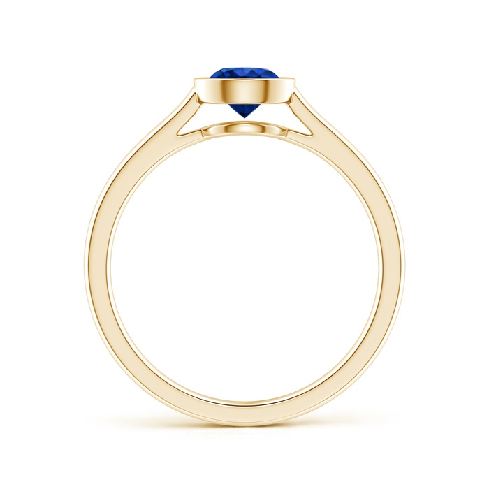 5mm AAAA Classic Bezel-Set Round Blue Sapphire Solitaire Ring in Yellow Gold Side-1
