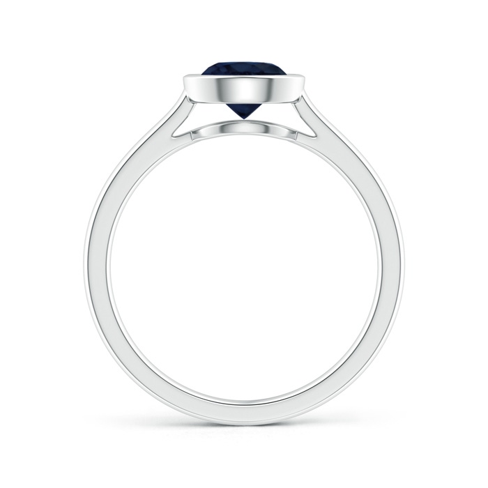 6mm A Classic Bezel-Set Round Blue Sapphire Solitaire Ring in P950 Platinum side-1