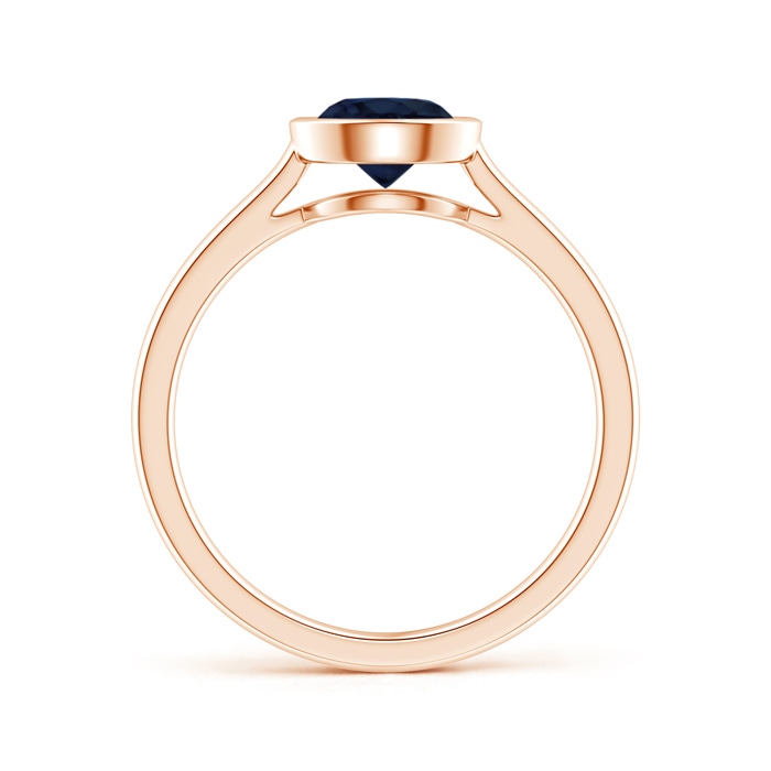 6mm A Classic Bezel-Set Round Blue Sapphire Solitaire Ring in Rose Gold side-1