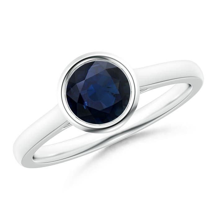 A - Blue Sapphire / 1 CT / 14 KT White Gold