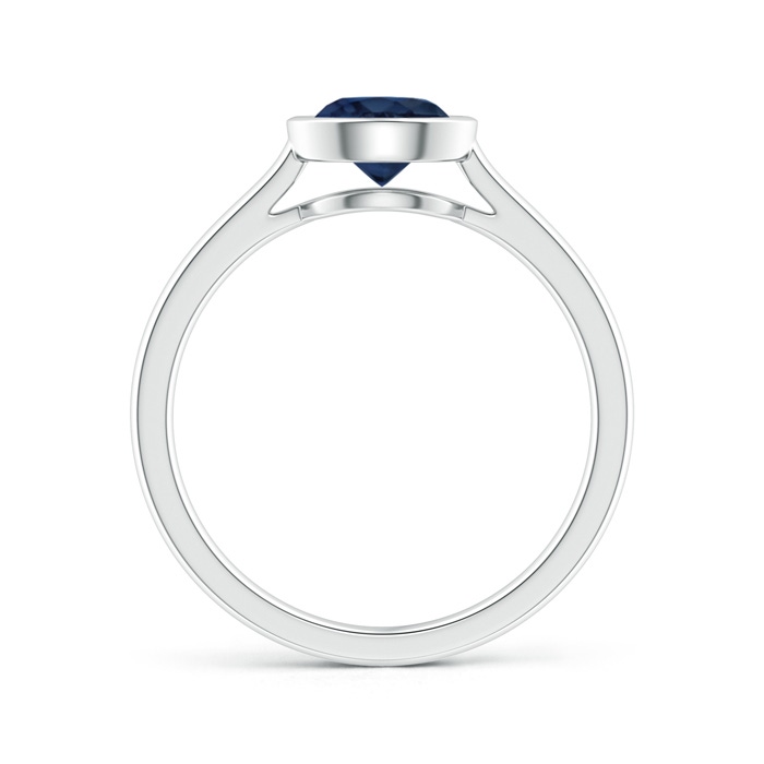 6mm AA Classic Bezel-Set Round Blue Sapphire Solitaire Ring in P950 Platinum side-1