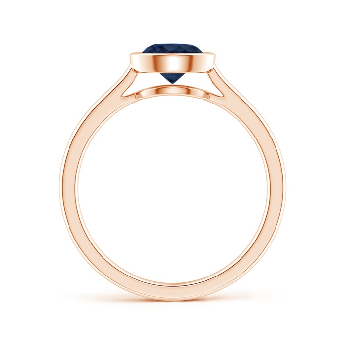 6mm AA Classic Bezel-Set Round Blue Sapphire Solitaire Ring in Rose Gold side-1