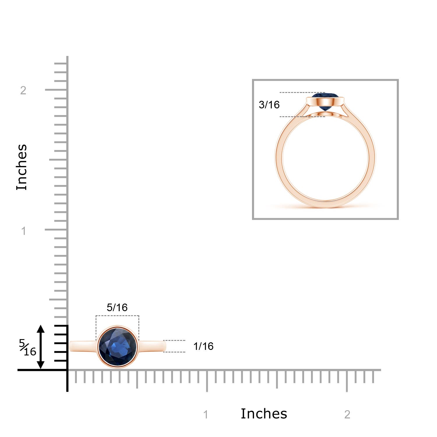 AA - Blue Sapphire / 1 CT / 14 KT Rose Gold