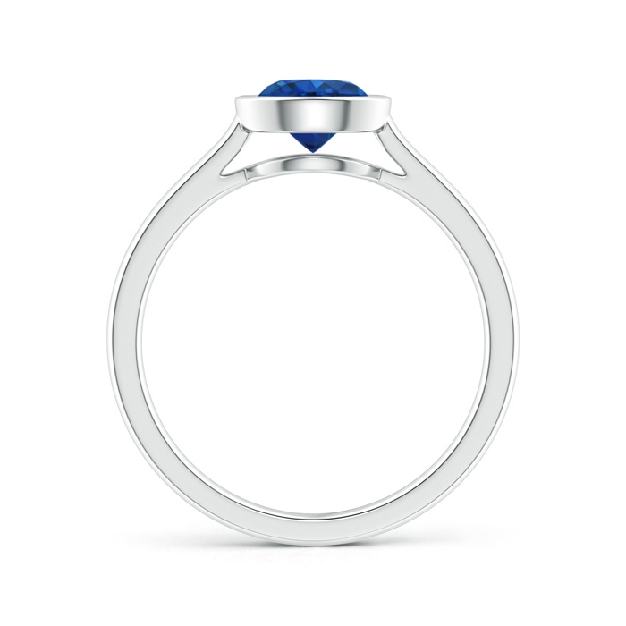 6mm AAA Classic Bezel-Set Round Blue Sapphire Solitaire Ring in 10K White Gold side 1