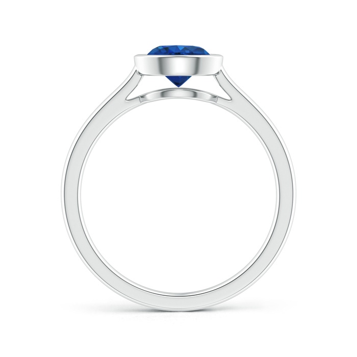 6mm AAA Classic Bezel-Set Round Blue Sapphire Solitaire Ring in P950 Platinum Side-1