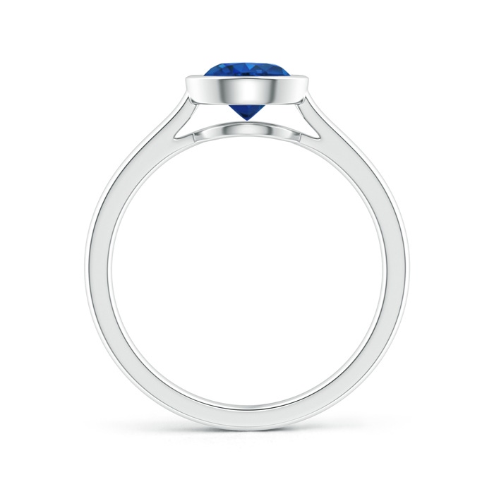 6mm AAA Classic Bezel-Set Round Blue Sapphire Solitaire Ring in P950 Platinum side-1