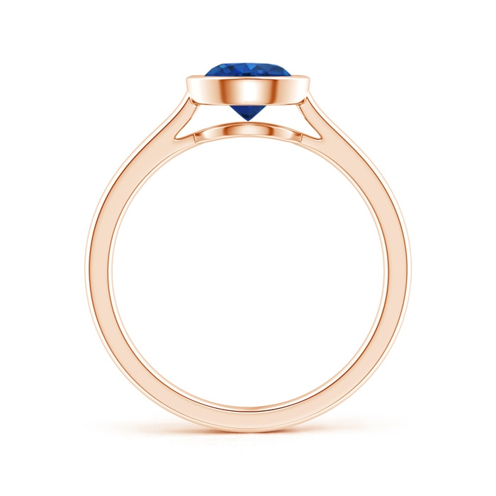 6mm AAA Classic Bezel-Set Round Blue Sapphire Solitaire Ring in Rose Gold side-1