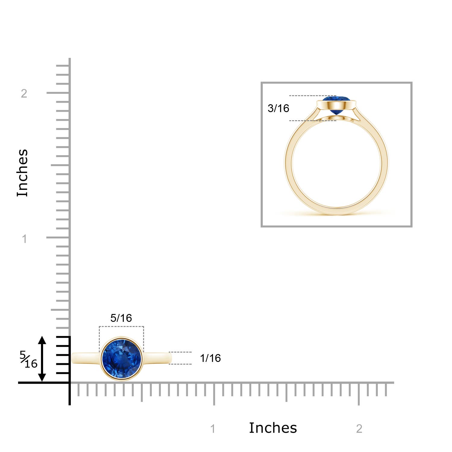 AAA - Blue Sapphire / 1 CT / 14 KT Yellow Gold