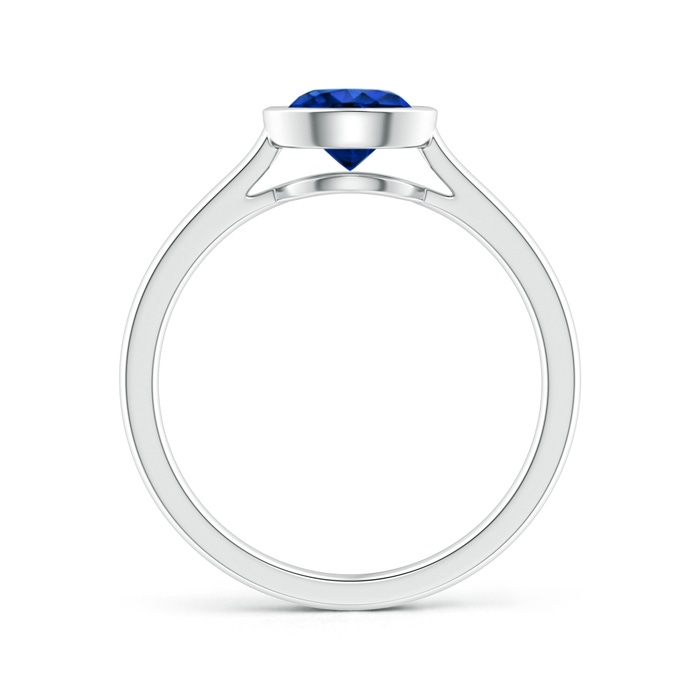 6mm AAAA Classic Bezel-Set Round Blue Sapphire Solitaire Ring in P950 Platinum side-1