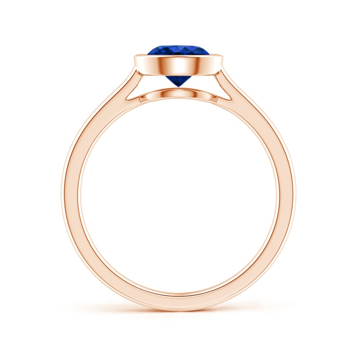 6mm AAAA Classic Bezel-Set Round Blue Sapphire Solitaire Ring in Rose Gold Side-1