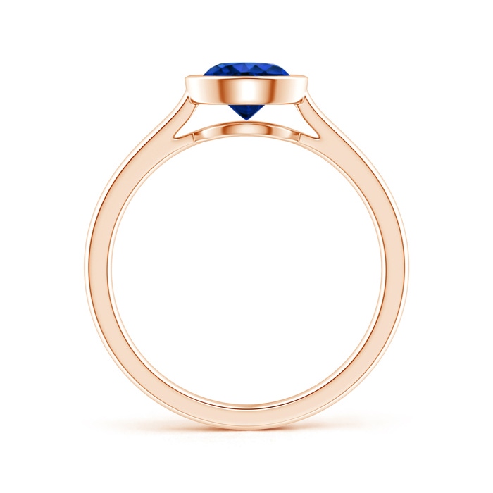 6mm AAAA Classic Bezel-Set Round Blue Sapphire Solitaire Ring in Rose Gold side-1