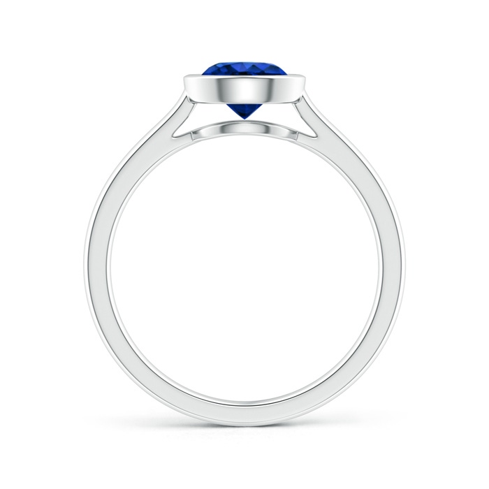 6mm AAAA Classic Bezel-Set Round Blue Sapphire Solitaire Ring in White Gold Side-1