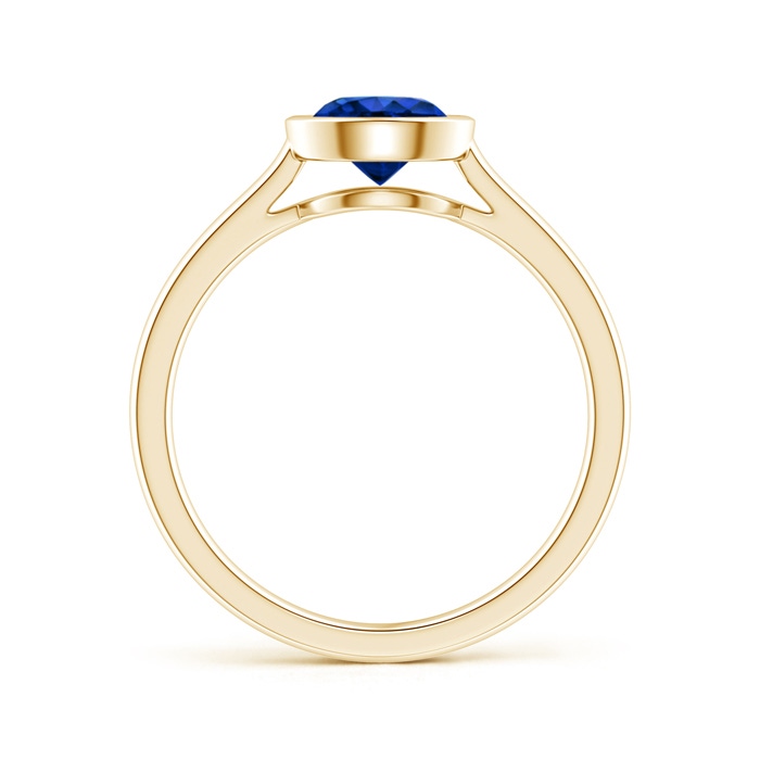 6mm AAAA Classic Bezel-Set Round Blue Sapphire Solitaire Ring in Yellow Gold side-1