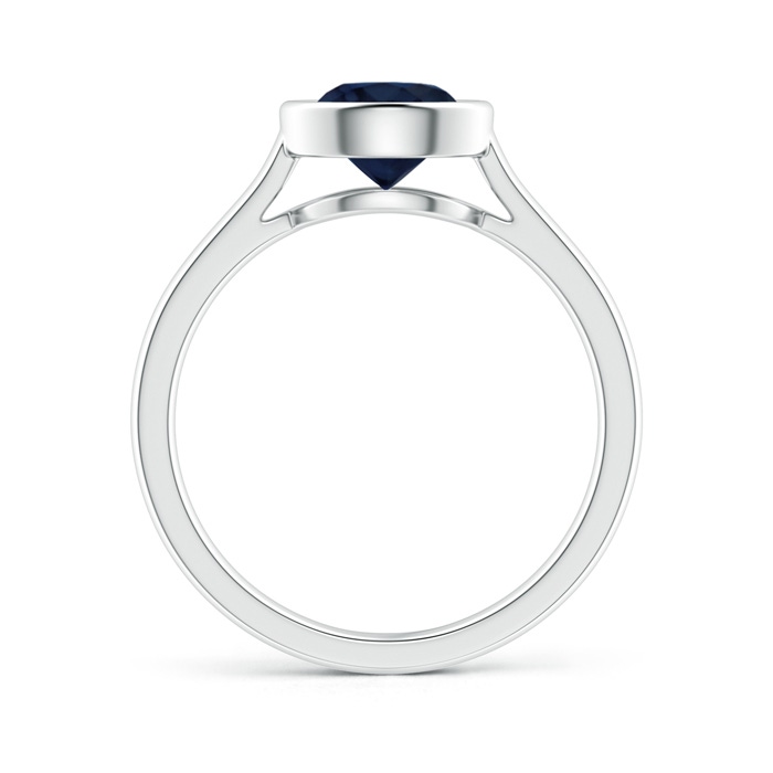 7mm A Classic Bezel-Set Round Blue Sapphire Solitaire Ring in P950 Platinum side-1
