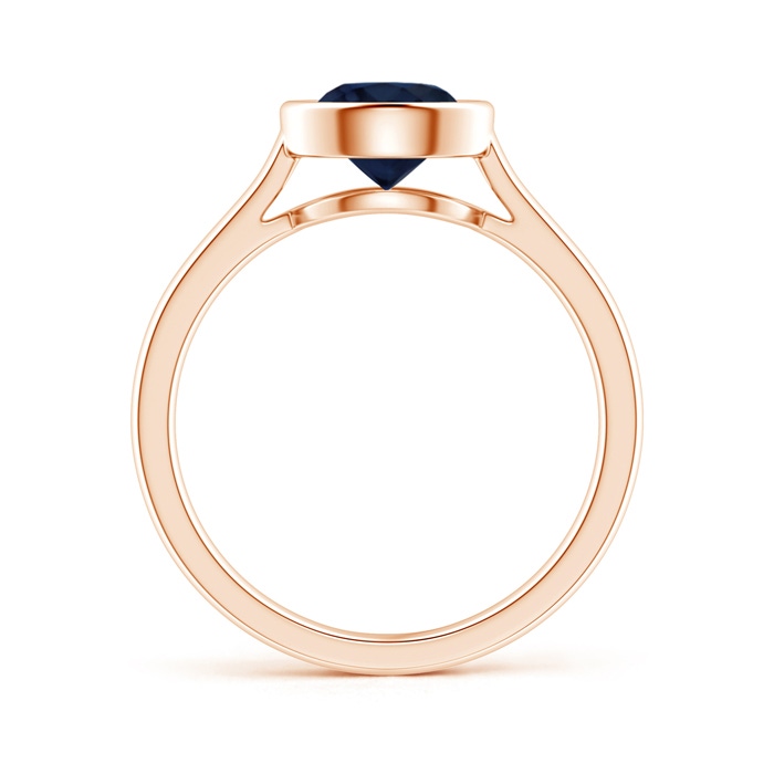 7mm A Classic Bezel-Set Round Blue Sapphire Solitaire Ring in Rose Gold side-1