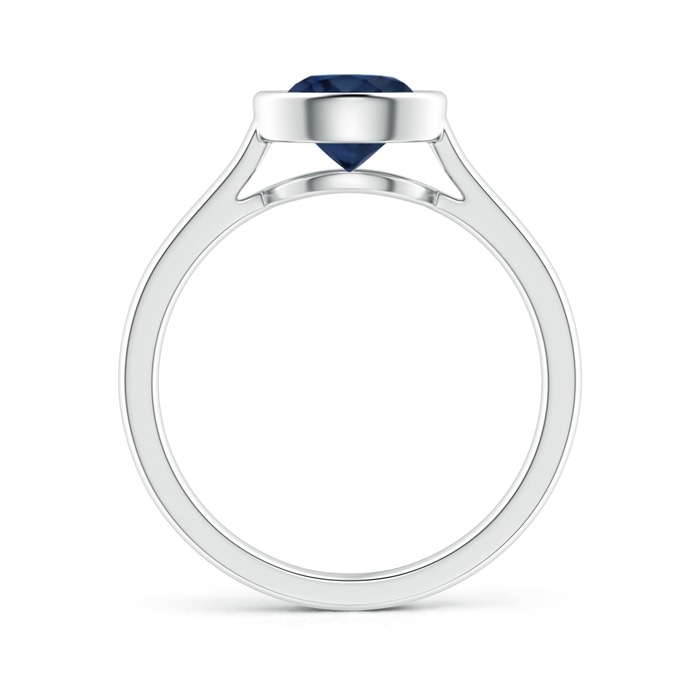 7mm AA Classic Bezel-Set Round Blue Sapphire Solitaire Ring in P950 Platinum side-1