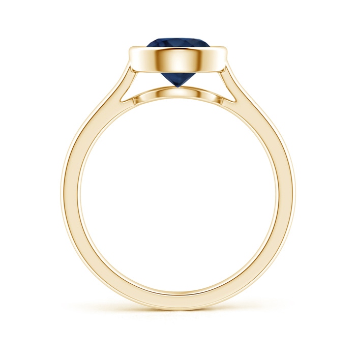 7mm AA Classic Bezel-Set Round Blue Sapphire Solitaire Ring in Yellow Gold side-1