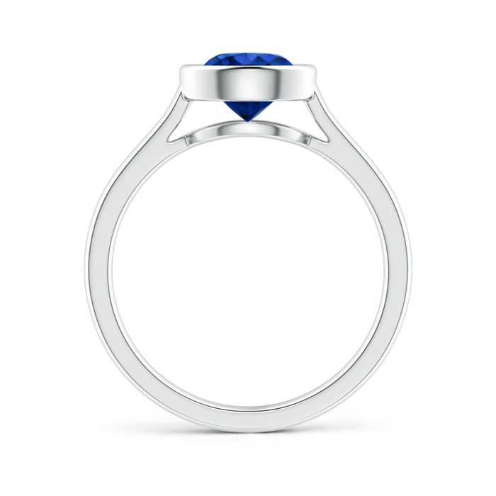 7mm AAAA Classic Bezel-Set Round Blue Sapphire Solitaire Ring in White Gold side-1