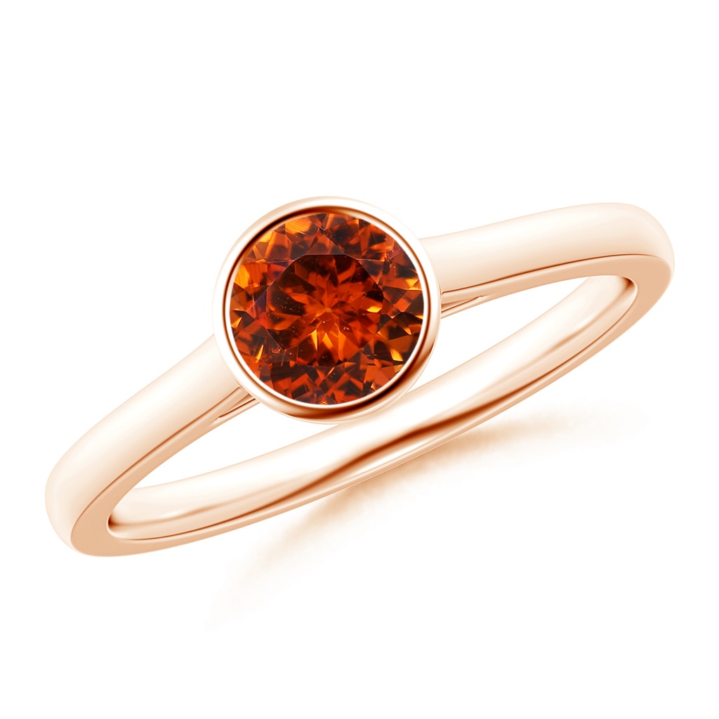 5mm AAAA Classic Bezel-Set Round Spessartite Solitaire Ring in Rose Gold