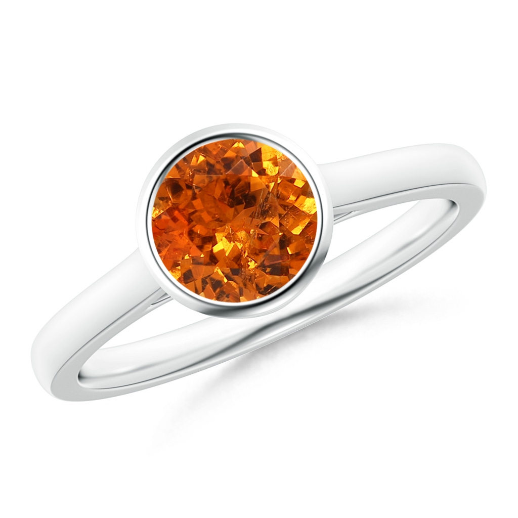 6mm AAA Classic Bezel-Set Round Spessartite Solitaire Ring in White Gold