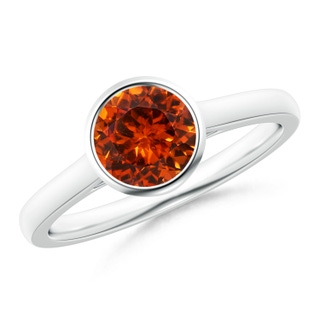 6mm AAAA Classic Bezel-Set Round Spessartite Solitaire Ring in P950 Platinum