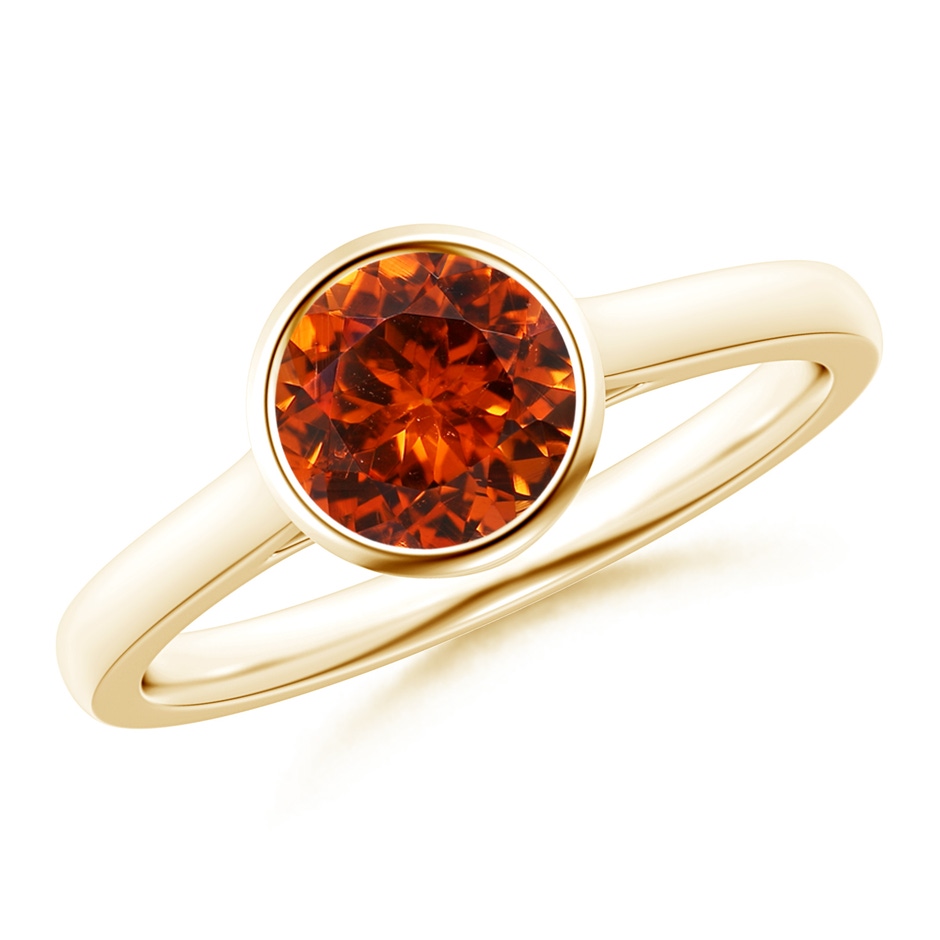 6mm AAAA Classic Bezel-Set Round Spessartite Solitaire Ring in Yellow Gold 