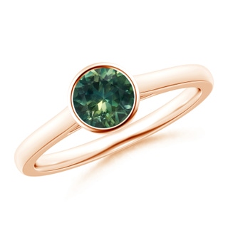 5mm AA Classic Bezel-Set Round Teal Montana Sapphire Solitaire Ring in 9K Rose Gold