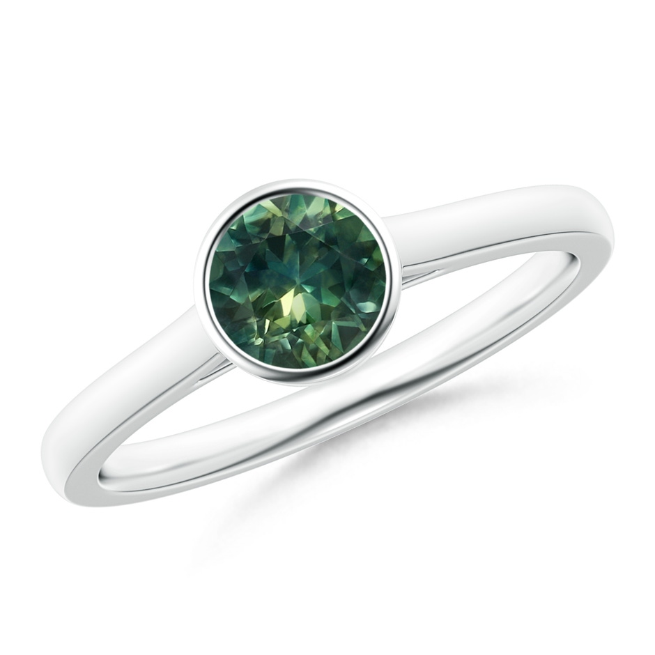 5mm AA Classic Bezel-Set Round Teal Montana Sapphire Solitaire Ring in White Gold 