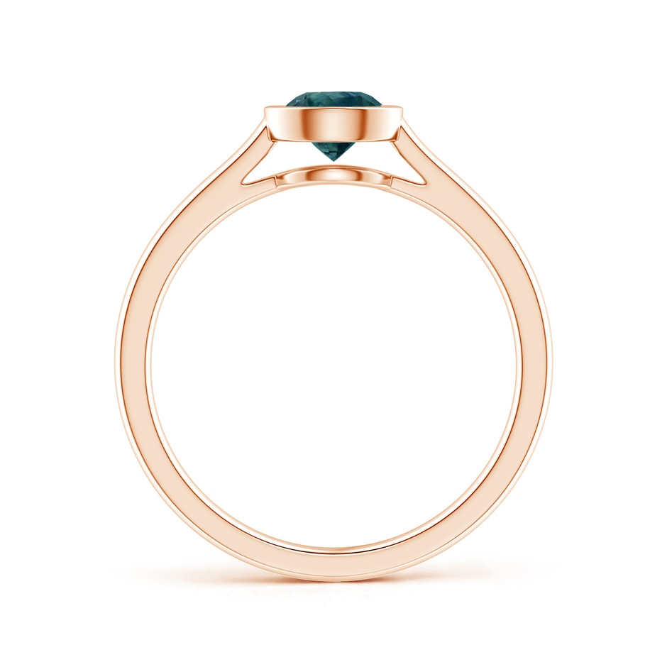 5mm AAA Classic Bezel-Set Round Teal Montana Sapphire Solitaire Ring in 9K Rose Gold side 1