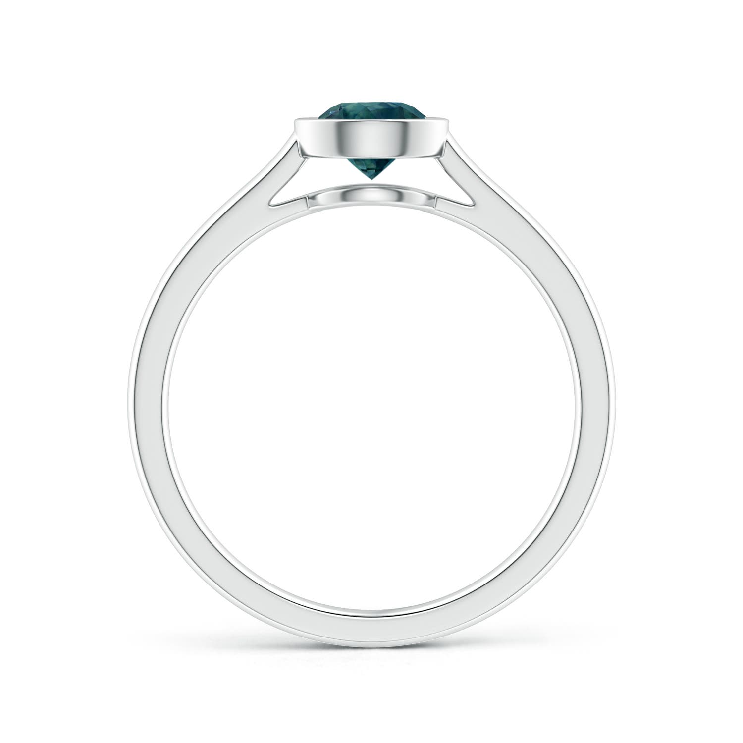 5mm AAA Classic Bezel-Set Round Teal Montana Sapphire Solitaire Ring in White Gold - side 1