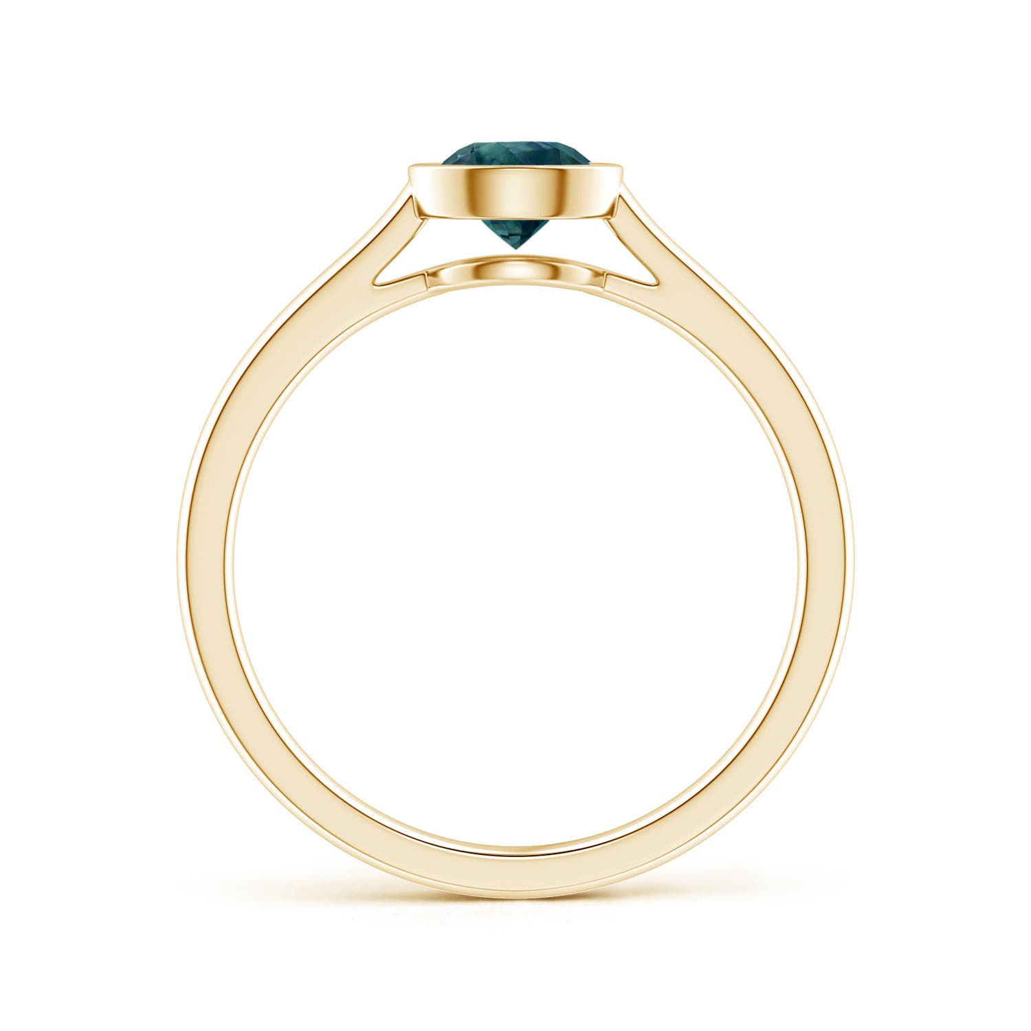 5mm AAA Classic Bezel-Set Round Teal Montana Sapphire Solitaire Ring in Yellow Gold