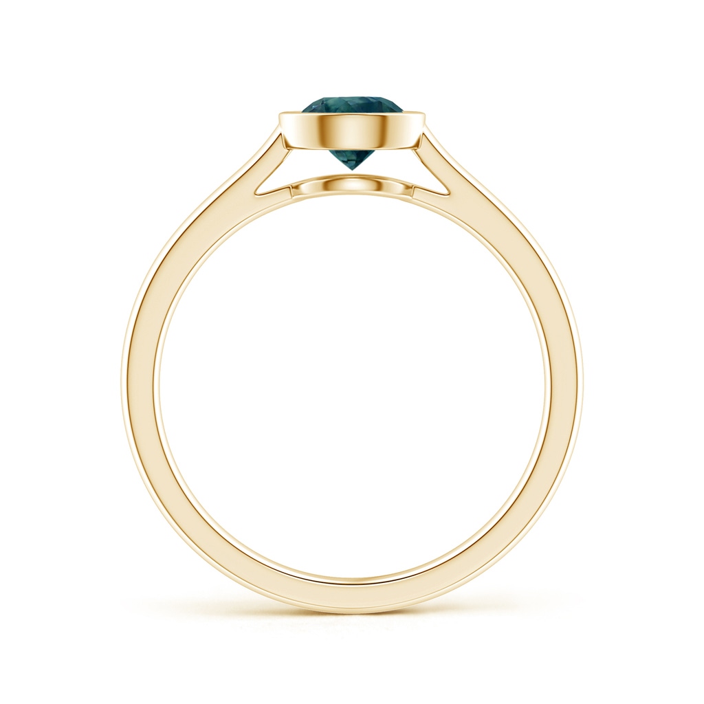 5mm AAA Classic Bezel-Set Round Teal Montana Sapphire Solitaire Ring in Yellow Gold Side 1