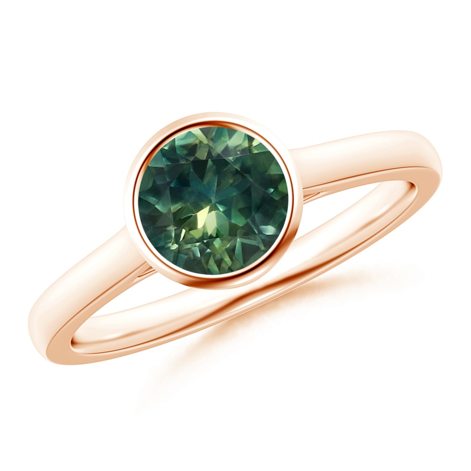 6mm AA Classic Bezel-Set Round Teal Montana Sapphire Solitaire Ring in Rose Gold 
