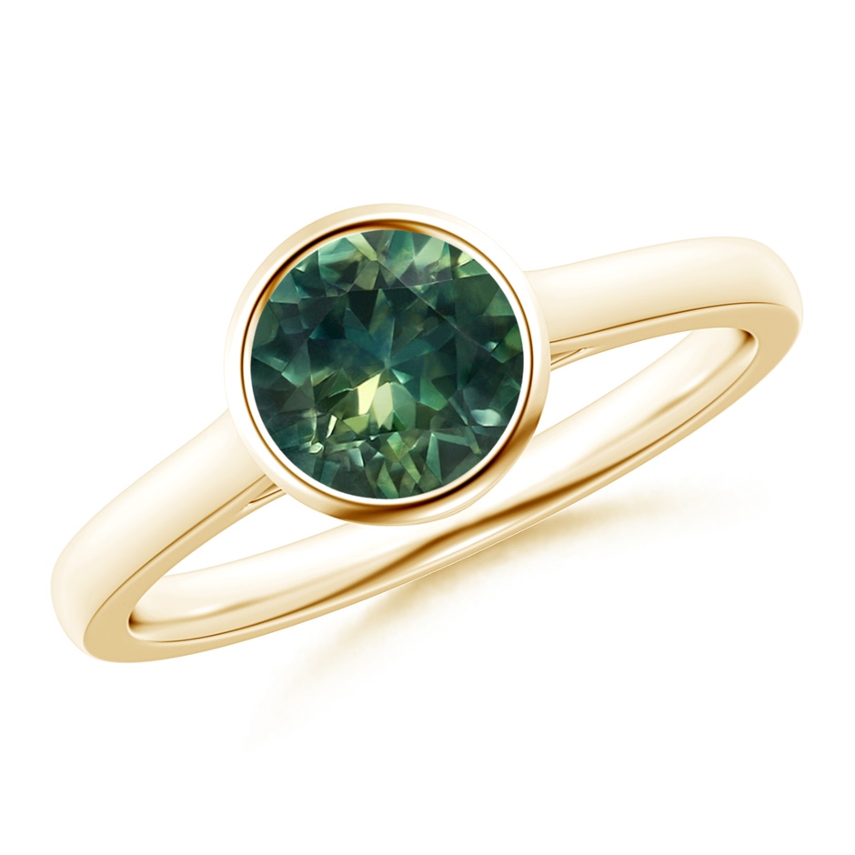 6mm AA Classic Bezel-Set Round Teal Montana Sapphire Solitaire Ring in Yellow Gold 