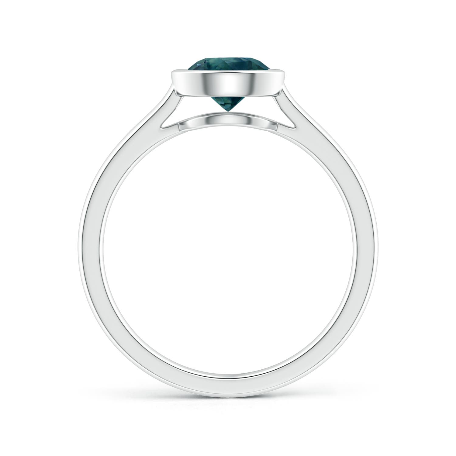 6mm AAA Classic Bezel-Set Round Teal Montana Sapphire Solitaire Ring in White Gold