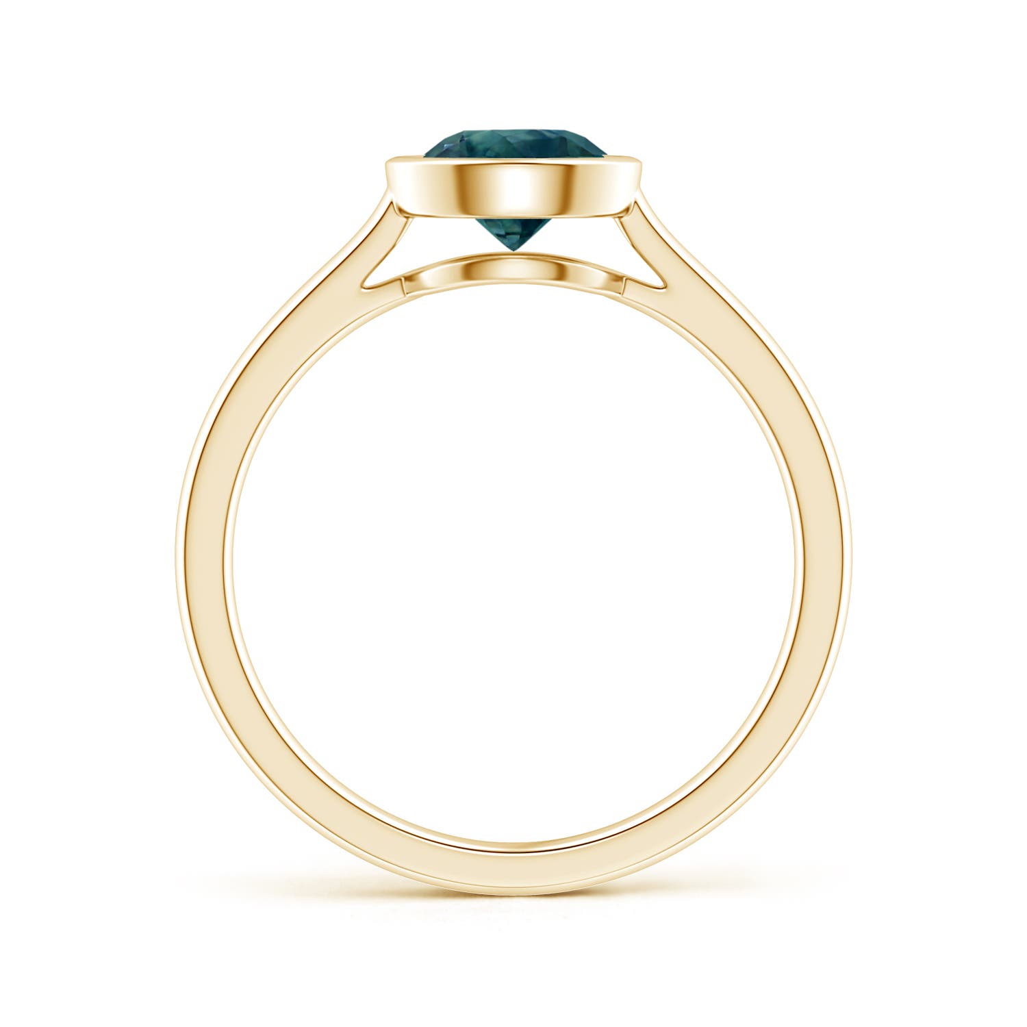 6mm AAA Classic Bezel-Set Round Teal Montana Sapphire Solitaire Ring in Yellow Gold
