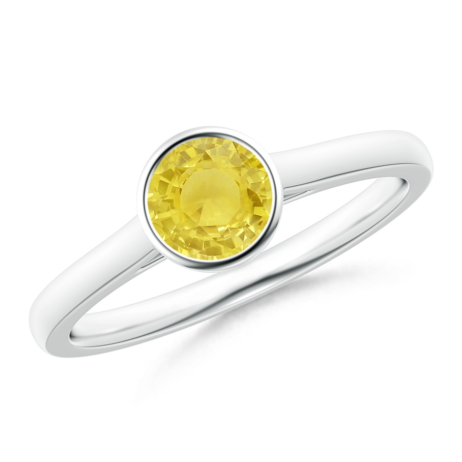 5mm A Classic Bezel-Set Round Yellow Sapphire Solitaire Ring in 9K White Gold 