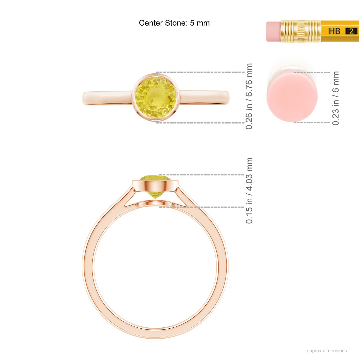 A - Yellow Sapphire / 0.53 CT / 14 KT Rose Gold