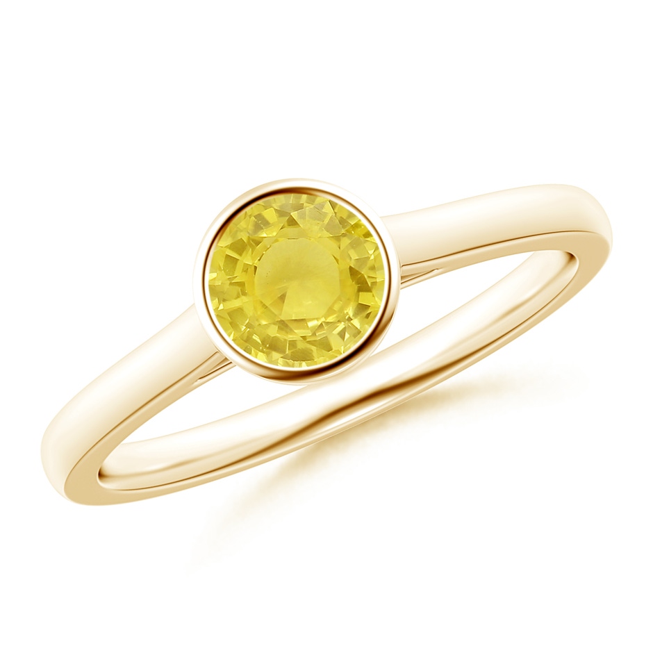 5mm A Classic Bezel-Set Round Yellow Sapphire Solitaire Ring in Yellow Gold 
