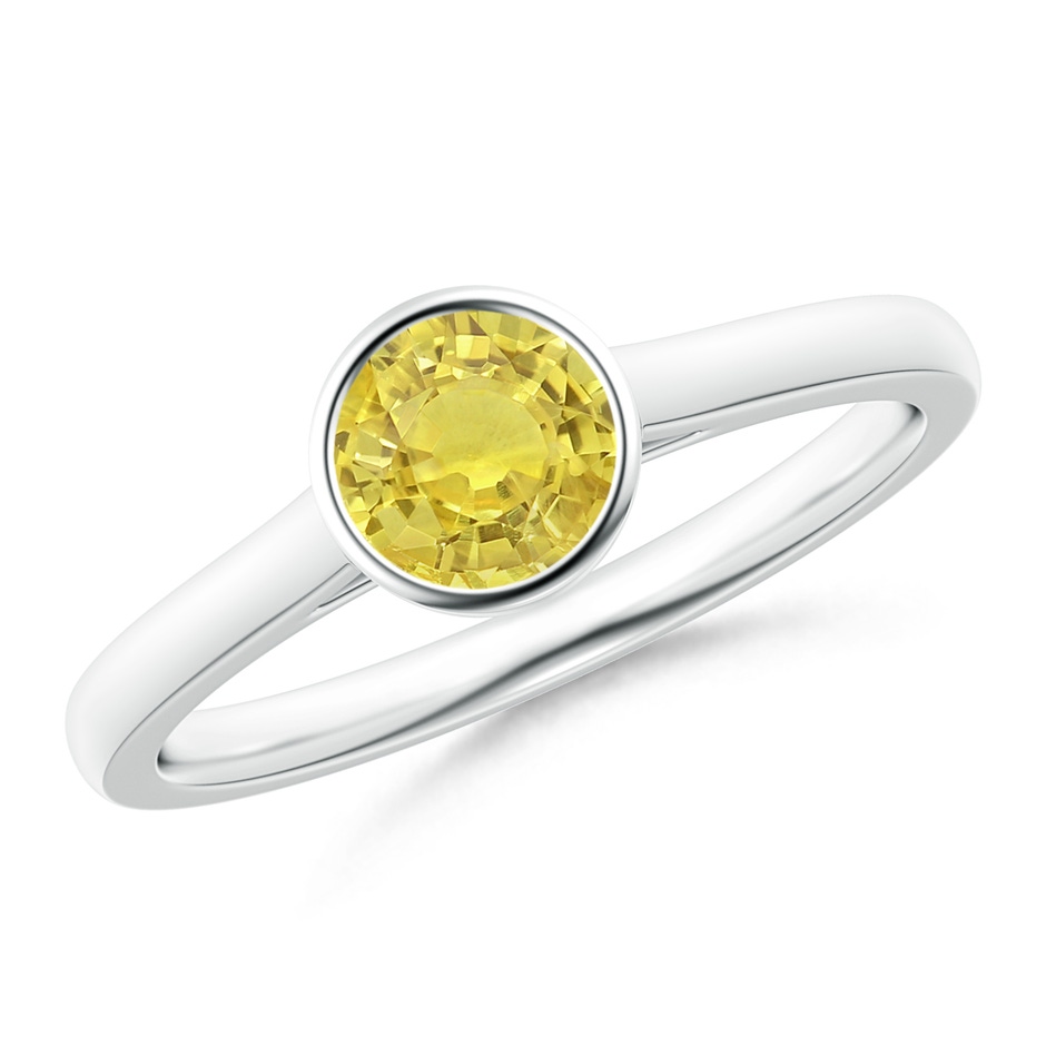 5mm AA Classic Bezel-Set Round Yellow Sapphire Solitaire Ring in White Gold 