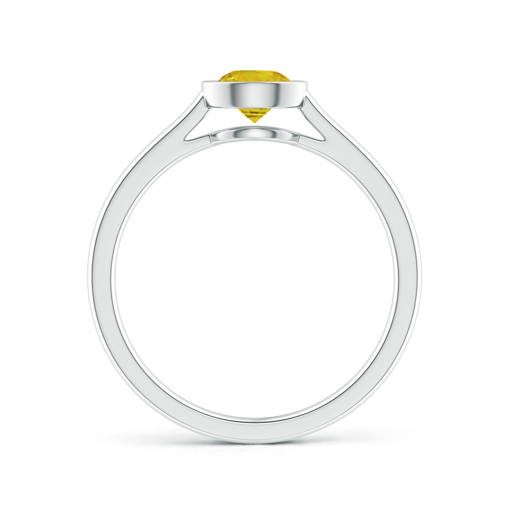 5mm AAAA Classic Bezel-Set Round Yellow Sapphire Solitaire Ring in P950 Platinum - side 199