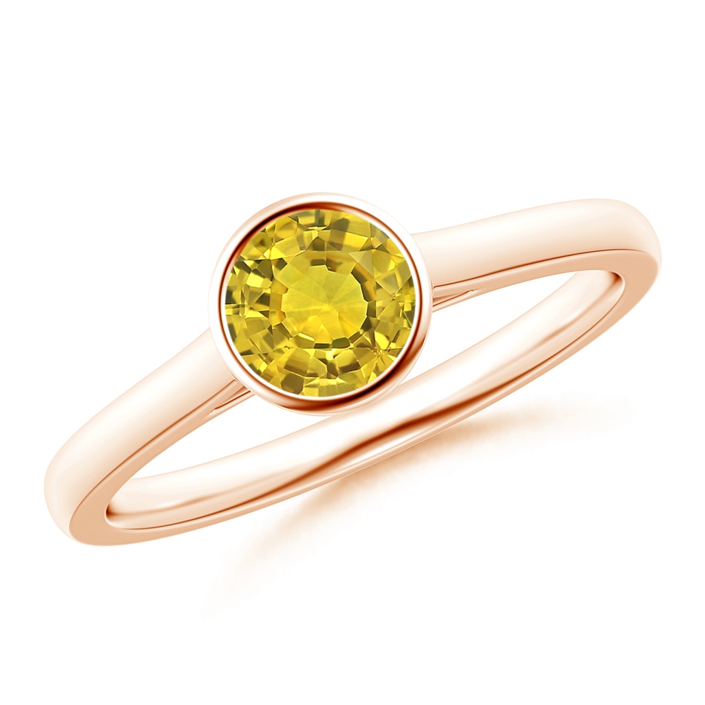 5mm AAAA Classic Bezel-Set Round Yellow Sapphire Solitaire Ring in Rose Gold