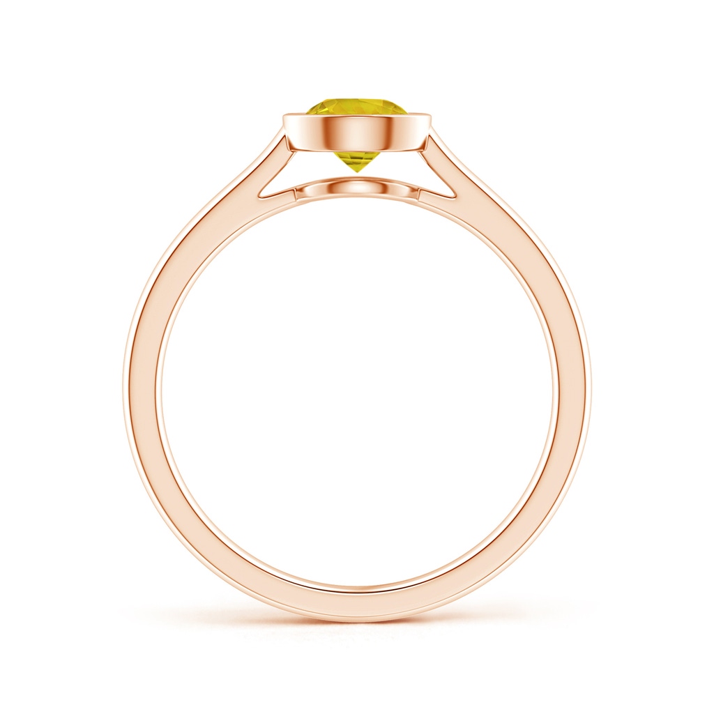 5mm AAAA Classic Bezel-Set Round Yellow Sapphire Solitaire Ring in Rose Gold - side 199
