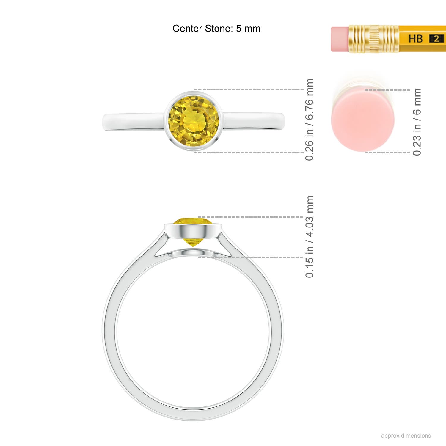 AAAA - Yellow Sapphire / 0.53 CT / 14 KT White Gold