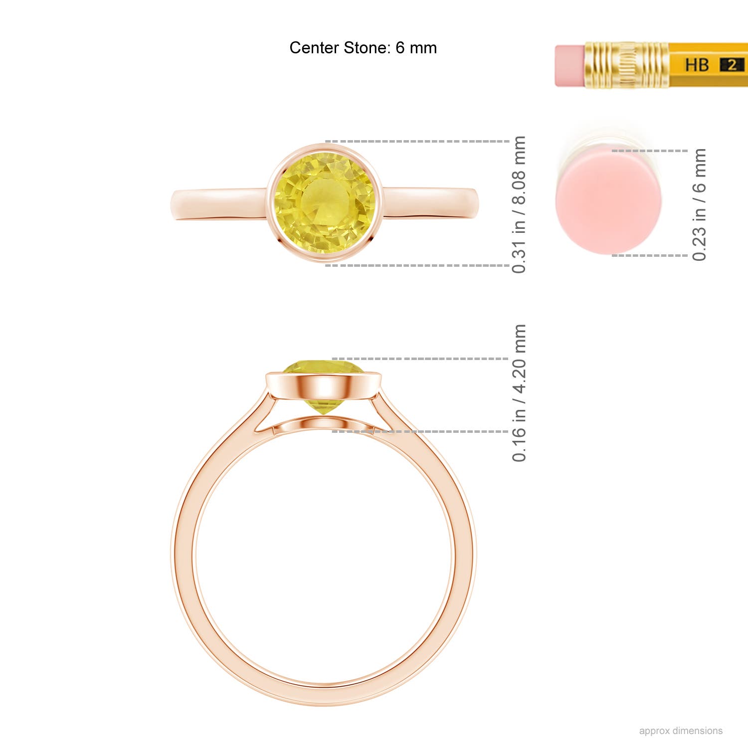 A - Yellow Sapphire / 1 CT / 14 KT Rose Gold