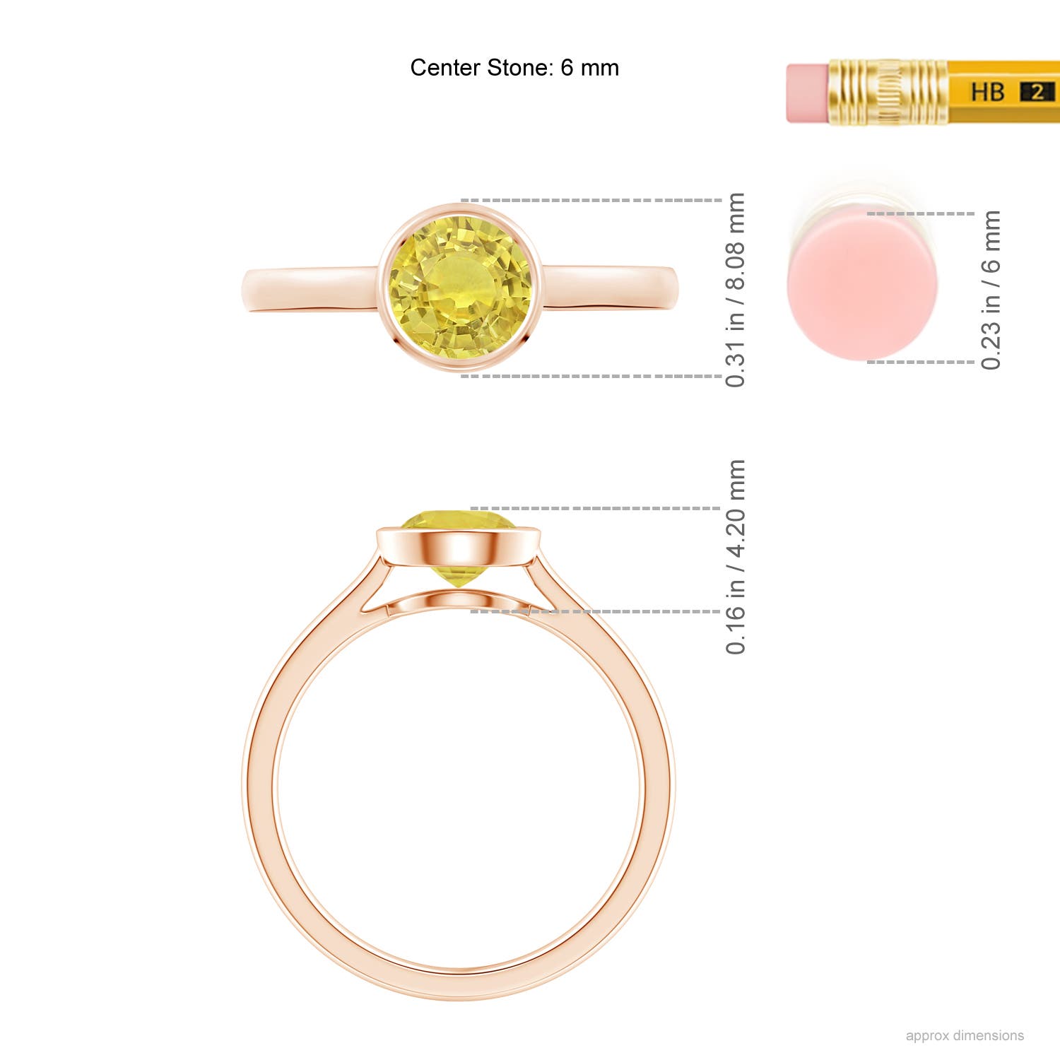 AA - Yellow Sapphire / 1 CT / 14 KT Rose Gold