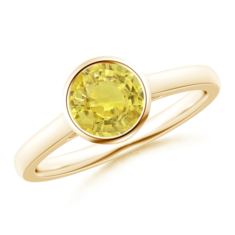 6mm AA Classic Bezel-Set Round Yellow Sapphire Solitaire Ring in Yellow Gold 