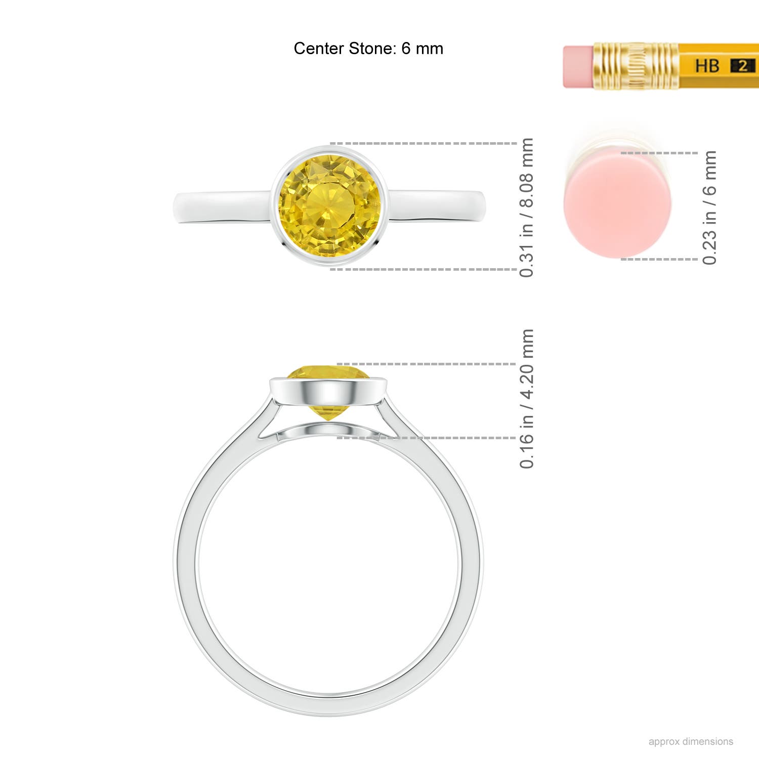 AAA - Yellow Sapphire / 1 CT / 14 KT White Gold